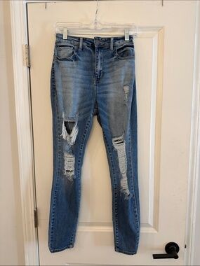 Cello Women's Distressed Blue Skinny Jeans